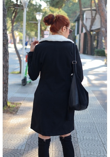 Barbora Kışlık Günlük Kaşe Kadın Kaban Bt306siyah10 001