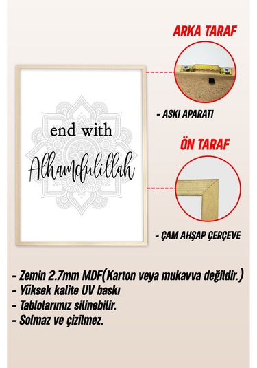 Ahşap Çerçeveli Mdf Tek Tablo İslami Tablo Kendi Tablo Setinizi Oluşturacağınız Liste 32 X 42 Çerçeveli 1045