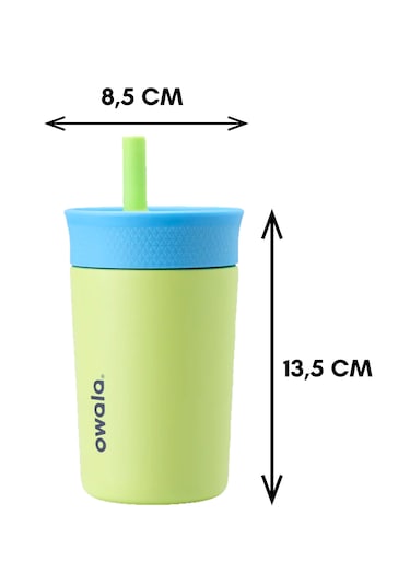 Owala 12 Oz 355 Ml Kids Pipetli Çift Katmanlı Paslanmaz Çelik Termos Sızdırmaz Kapak Açık Yeşil