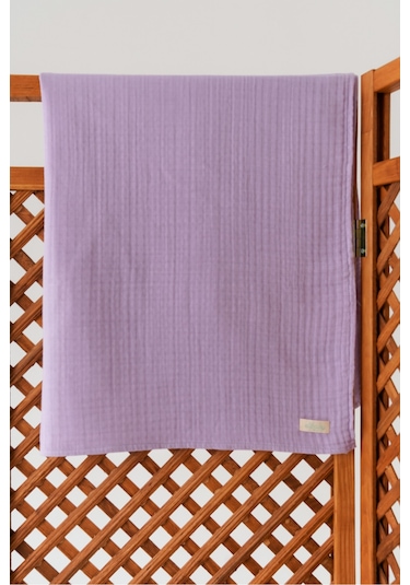 Organik Pamuk Ekstra Yumuşak 4 Katlı Müslin Battaniye Lavanta 85x100 CM Açık Mor