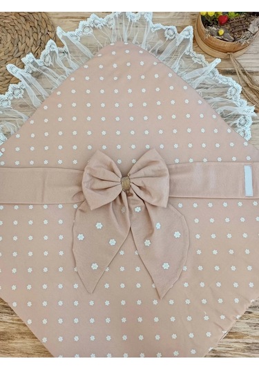 Yenidoğan Papatya Desenli Trilüks Unisex Kundak Bebek Battaniyesi Kahverengi Kahverengi