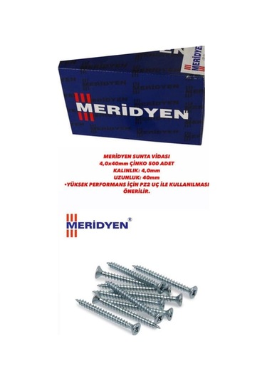 Sunta Vidası 4,0x40 Mm Çinko 500 Adet Vida