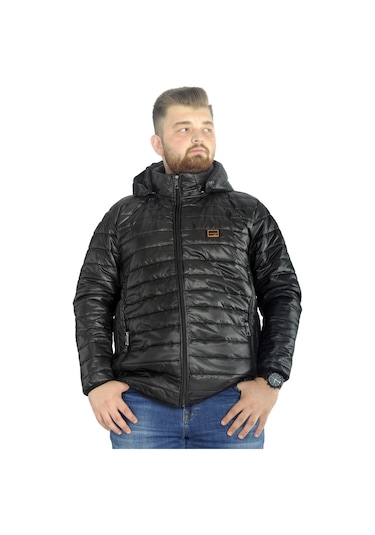 Mode Xl Büyük Beden Mont Kapitone Kapüşonlu 22602 Siyah 001