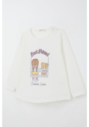 Breeze Kız Bebek Taytlı Takım Arkadaş Temalı Taytı Fiyonklu 9 Ay-3 Yaş, Ekru Ekru