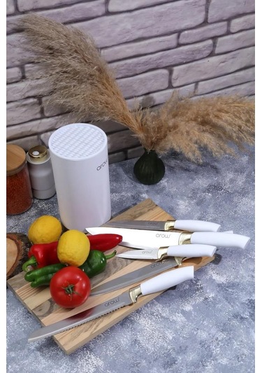 Arow Standlı Lüx Bıçak Seti Beyaz Tr-2657