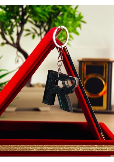 Harfli Anahtarlık Epoksi Kişiye Özel Yapım El Yapımı Harf Anahtarlık Kalp Model Özel Tasarım Hediyelik Ürün Kalp Desenli Simli Anahtarlık Açık Yeşil