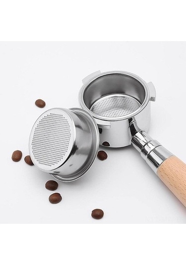 Flybuy Ahşap Saplı Paslanmaz Çelik Espresso Filtre Sepeti - Profesyonel Kahve Ekipmanı, Yedek Parça, 51mm Uyumluluk Diğer