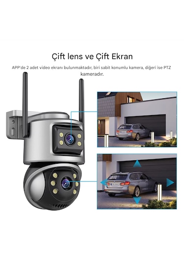 8mp Wifi Ptz Kameralar Dış Mekan 4k Çift Lens Çift Ekran Otomatik