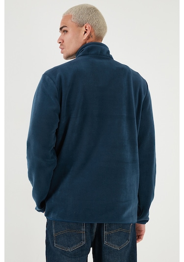 Buratti Regular Fit Anti-Pilling Tüylenme Yapmayan Dik Yaka Kalın Kışlık Şardonlu Erkek Polar 5896700 Indigo