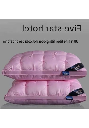 Trendooze 2 Adet Kadife Pembe Ekmek Yastığı Seti Orta Destekli Yetişkin Otel Yastıkları Diğer