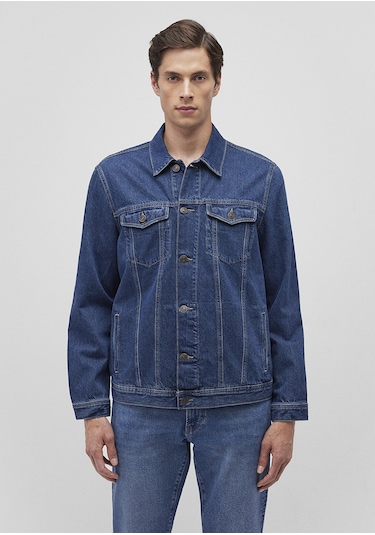 Mavi - Drake 90'lar Puslu Koyu Mavi Jean Ceket 010143-87939 Lacivert