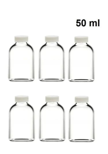 Rotanev 6 Adet Cam 50 ML Mini Shot Ginger Detox Şişe Plastik Sızdırmaz Kapaklı Kolonya Koku Süs Küçük Şişe