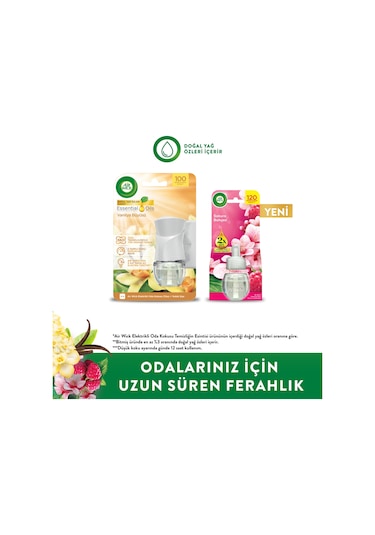 Elektrikli Oda Kokusu Kit Vanilya + Sakura Bahçesi Oda Kokusu Şişesi Karışık