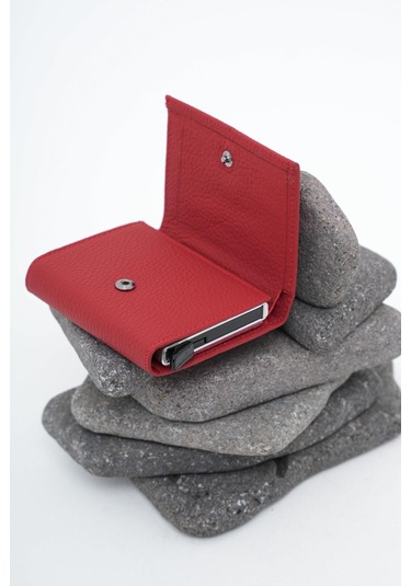 Erkek Mekanizmalı Deri Cüzdan Kırmızı 113570