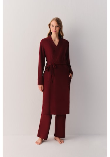 Suwen Strite Uzun Sabahlık Sh26253615l020 Bordo