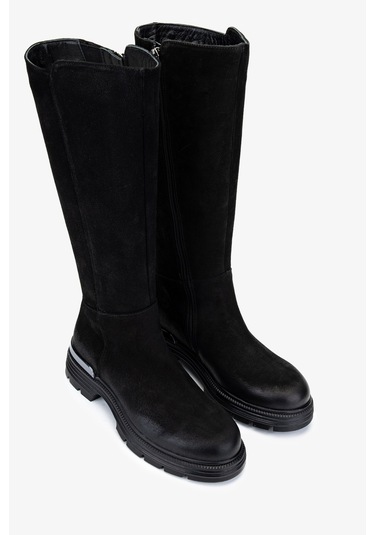 Valmenti Kadın Hakiki Deri Siyah Nubuk Casual Çizme 322 2353521 Bn Czm Sk24-25 Sıyah Nbk Siyah Nubuk