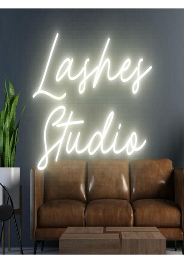 Twins Led Lashes Studio Yazılı Neon Tabela Beyaz Model:model:20023366 Beyaz