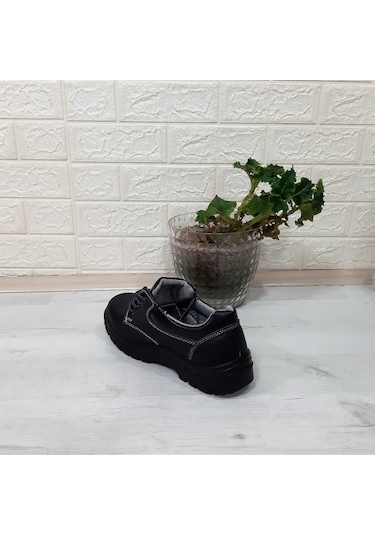 Newkamp Siyah Çelik Burun Bağacaklı Hakiki Deri İş Güvenlik Ayakkabı Siyah