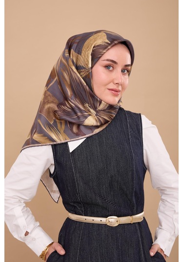 Silk Home Twill İpek Eşarp 11480-59 Çelik Mavi, Yeşil, Acı Kahve, Yeşil Kahve