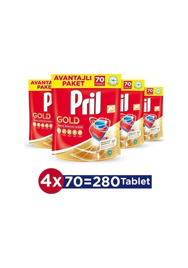 Pril Gold Bulaşık Makinesi Deterjanı 4 x 70 Tablet
