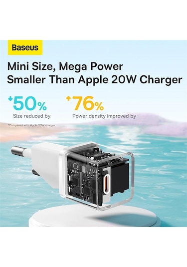 Baseus Gan5 Type-C PD 20 W Hızlı Şarj Cihazı Beyaz