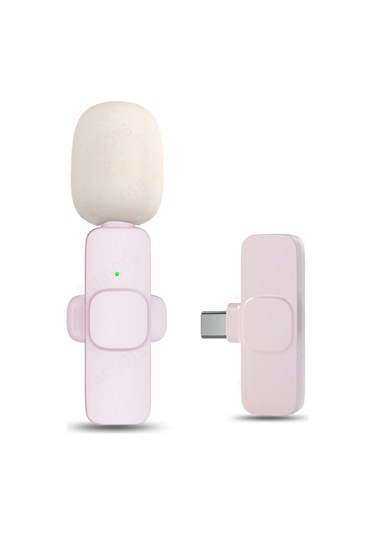 Kablosuz Lavalier Mikrofon Taşınabilir Video Kayıt Mini Mikrofon C Tipi İçin Pembe 1in1