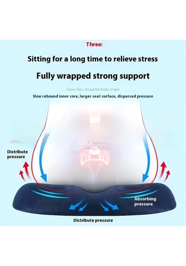 Xuweiwei Mavi Kadife Erkekler Belin Discomfortu İcin Ergonomik W Sekilli Bel Yastigi Uzun Oturmaya Uygun Mavi Kadife Erkekler