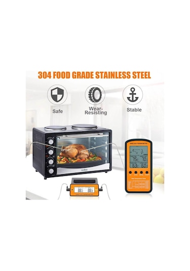 Sones Kablosuz Uzaktan Barbekü Termometresi Çift Prob Dijital Pişirme Et Gıda Fırın Termometresi