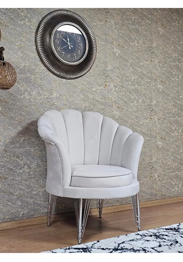 Tekli İstiridye Krom Kaplama Telli Ayak Çay Seti Koltuk Tekli Ber Çok Renkli