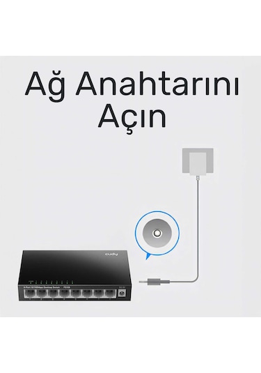 Cudy Fs108 8port 10/100mbps Duvar Montajlı Metal Masaüstü Switch