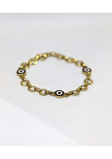 Yenigün Kuyumculuk 14 Ayar Altın Nazar Boncuklu Çocuk Künye 735 Sarı Altın