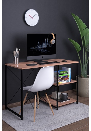 Atlas 120 Cm Raflı Çalışma Masası Bilgisayar Masası Ofis Ders Masası Atlantik Çam