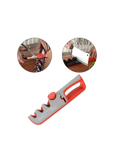 Dolıty Mutfak Bıçak Bileyici Ayarlanabilir Makas Gri-kırmızı