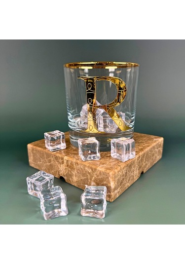 Perlotus R Harfli Gold Altın Yaldızlı Viski Kadeh Bardak Jumbo Serisi Şeffaf