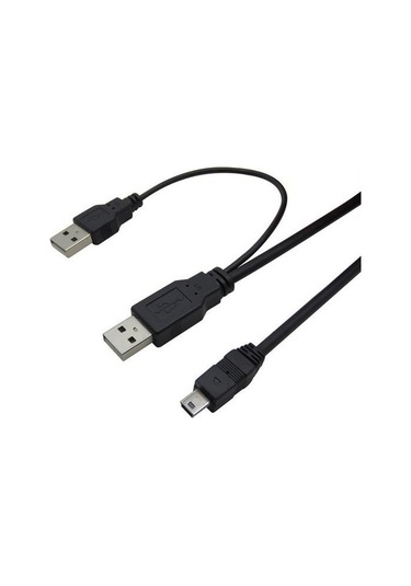 USB Y 3 Giriş Mini USB B 5 Pin HDD Harddisk Data & Power Kablosu