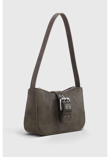 Kadın Vintage Görünüm Haki Tokalı Omuz Çantası 268 Haki