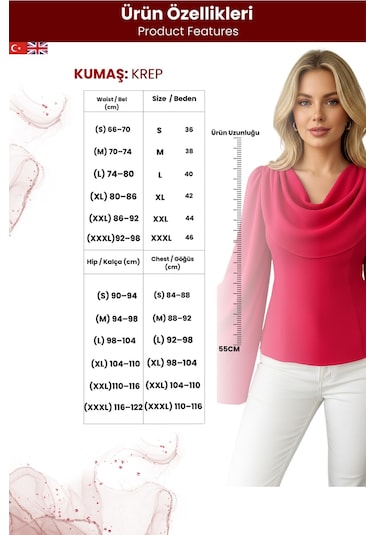 Khi-zai Kadın Degaje Yaka Şehirli Stil Bluz Pembe