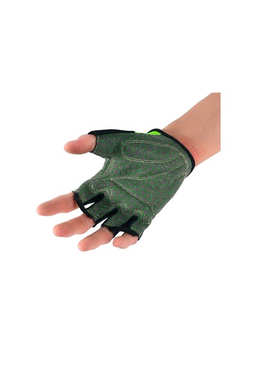 Yuntech01 Yeşil L Beden Sbr Ve Silikonlu Yarı Parmak Antrenman Eldiveni - Dayanıklı, Nefes Alıcı, Kaymaz Önleyici - Bisiklet, Ağırlık Çekme İçin Yeşil