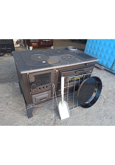 Cam Kapak Takma Ayak Döküm Estetik Kuzine Soba Kömür Odun Sobası