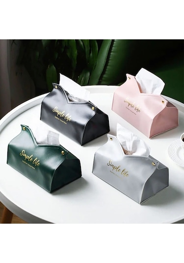 Yeşil Deri Doku Kutusu Araba Doku Kutusu Ev Oturma Odası Dekorasyon Yatak Odası Mutfak Masaüstü Modern İskandinav Saklama Kutusu Peçete Tutucu