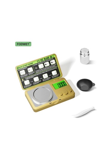 Willowhaven Fodwet 50g 0.001g Hassas Terazi 7 Birim Tartım Tepsi Tırnakçı Altın Sarı Taşınabilir Altın