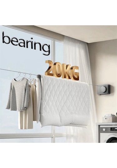 Xiaaokeji Duvara Monte Geri Çekilebilir Çamaşır Askısı, Gri Gri