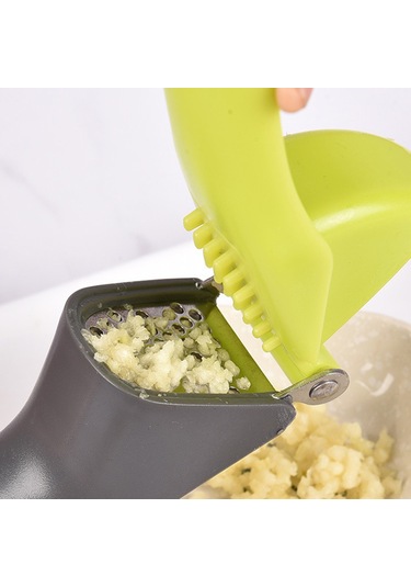 Kangvka Stanyum Çelik Sarımsak/imren Ezici, Kolay Kullanım, Temizleme Ve Taşıma, Ergonomik Plastik Kollü, Ev/restoran Uygun Yeşil Ve Gri