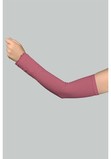 Altobeh Dantelli Pratik Tesettür Kolluk Penye Namaz Kolluğu - Gül Kurusu Gülkurusu