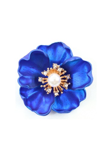 Tatlı Funda Gülü Broş. Kristal Taşlı Çiçek Broş. Yaka İğnesi Broş. Kadın Broş. Broş. Lacivert