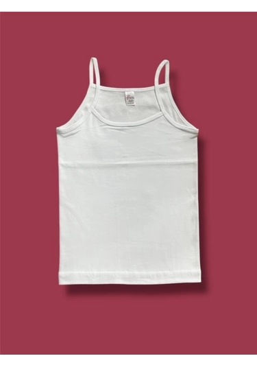 Yüksek Kalite İnce Askılı Kız Çocuk Pamuklu Ribana Atlet 3'lü Paket Beyaz