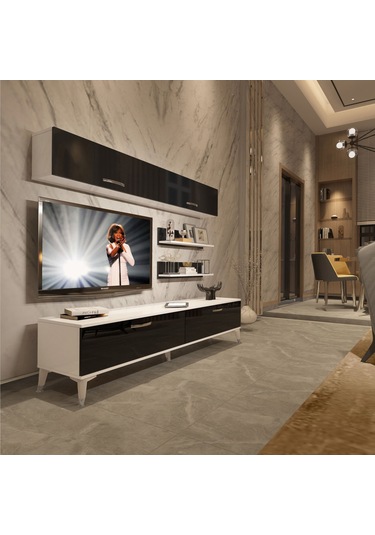 Decoraktiv Eko 5 Slm Std Silver Tv Ünitesi Tv Sehpası Beyaz - Siyah