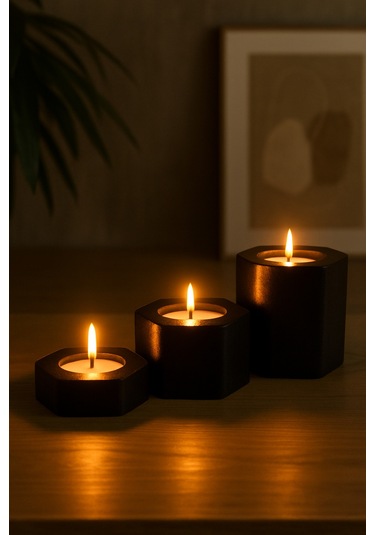Dekoratif Tealight Mumluk Siyah Tealight