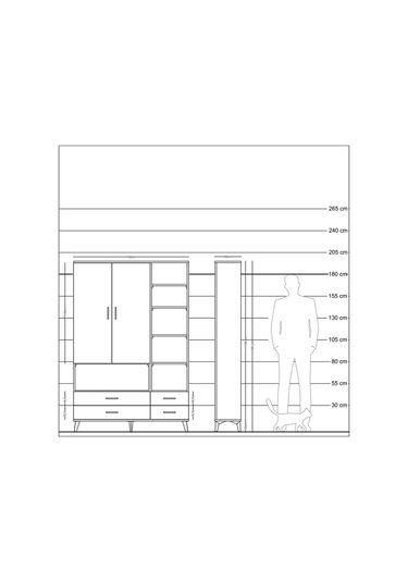 Arges Dolap 10 Raflı 4 Çekmeceli 2 Kapaklı 132x30x195 Çam-ayt... Çam