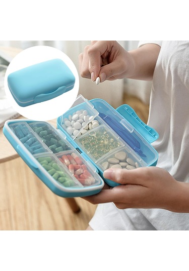 Suntek 7 Gün İlaç Kabı Tutucu Tablet Hap Sıralayıcısı Mavi